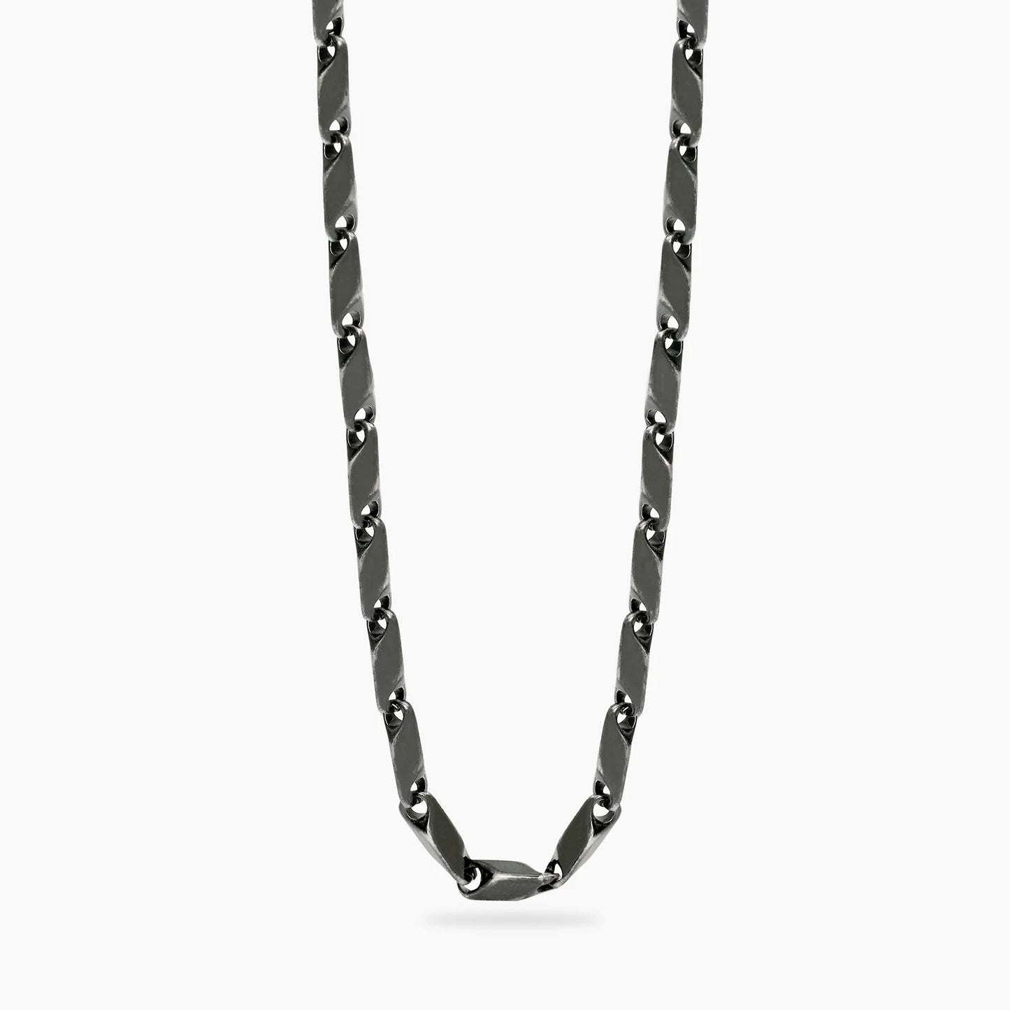 KIDULT - Collana uomo con catena fancy in acciaio satinato e PVD nero