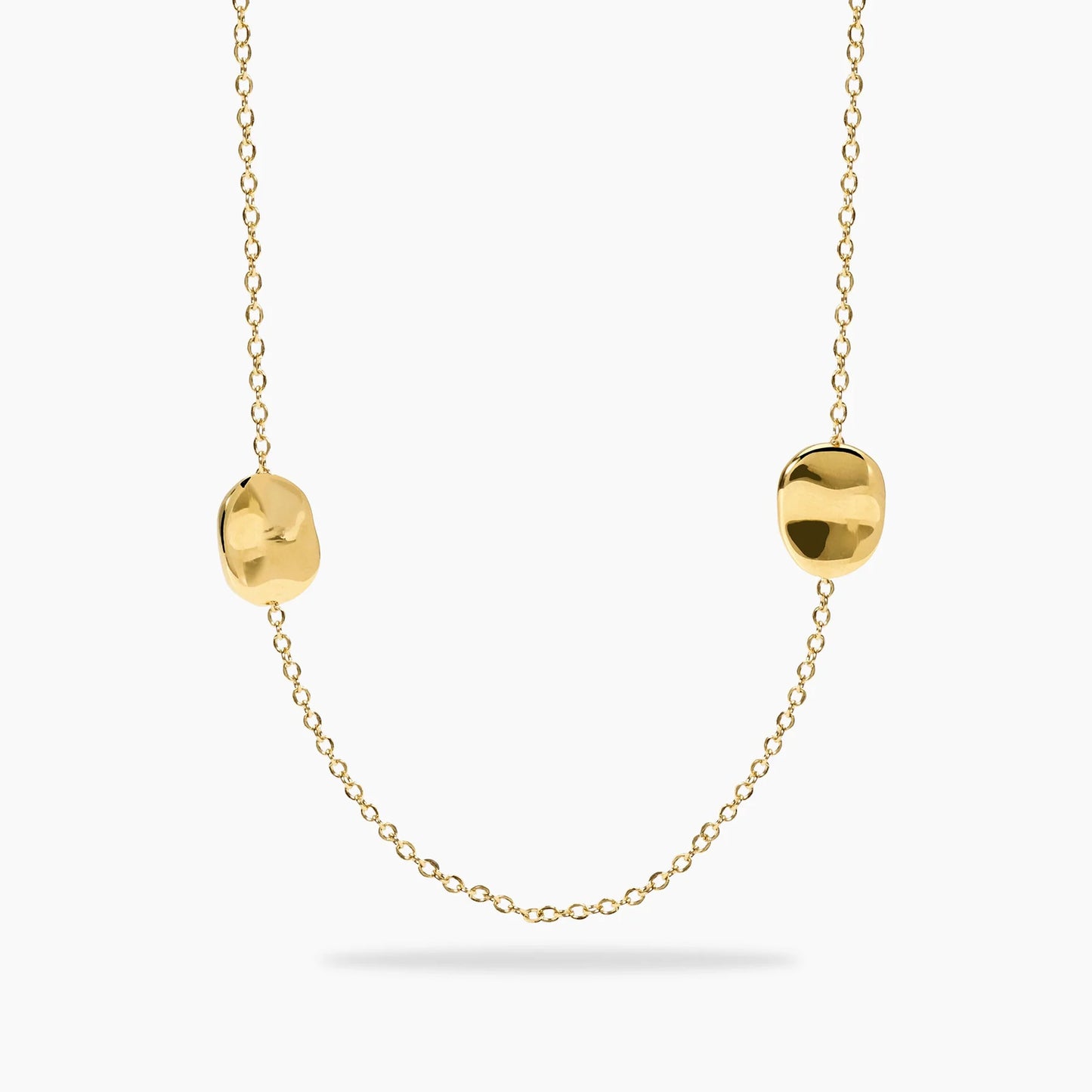 KIDULT - Collana in acciaio dorato con catena rolò ed elementi piatti