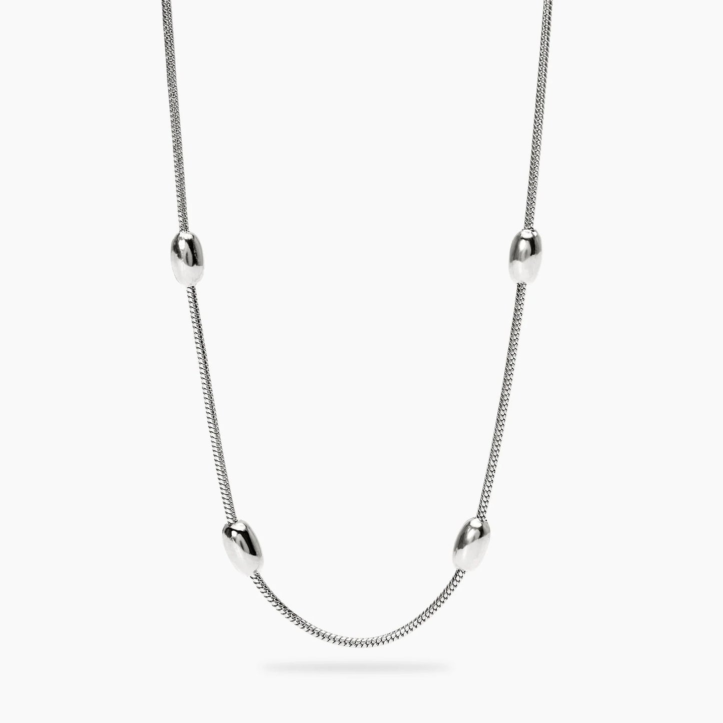 KIDULT - Collana in acciaio con catene snake ed elementi ovali