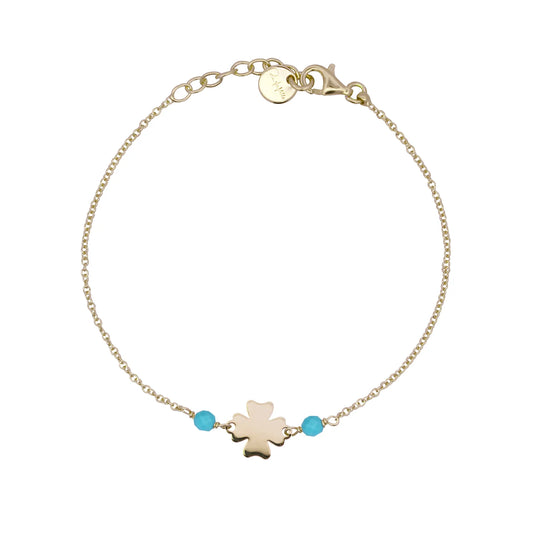 RUE DES MILLE - BRACCIALE CATENELLA CUORE O QUADRIFOGLIO PIETRE TURCHESI