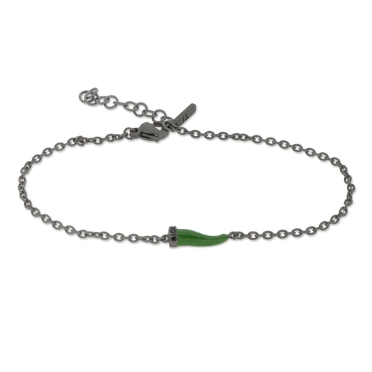 MANO - BRACCIALE CON CORNETTO SMALTATO E DIAMANTI BLACK