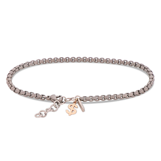 MANO - BRACCIALE UOMO SCOOBYDOO IN TITANIO CON PENDENTE IN ORO ROSSO 9 KT
