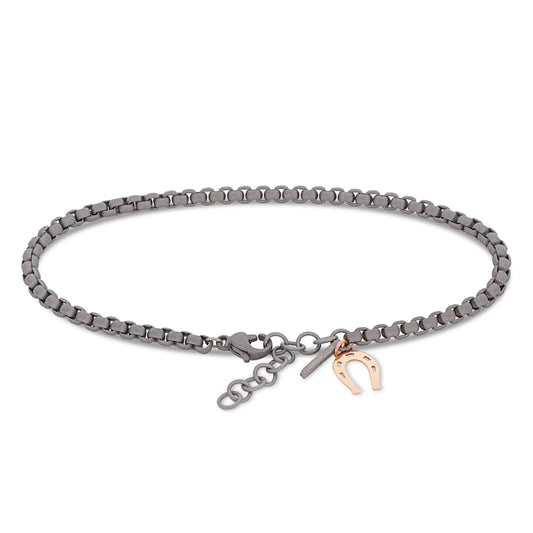 MANO - BRACCIALE UOMO SCOOBYDOO IN TITANIO CON PENDENTE IN ORO ROSSO 9 KT