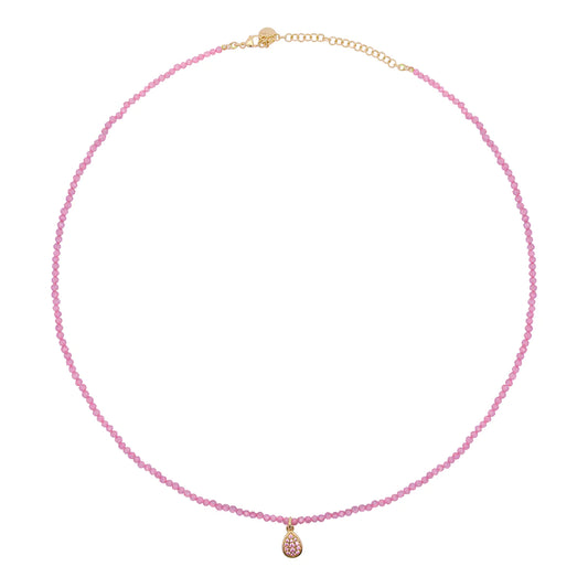 RUE DES MILLE - GIROCOLLO FILO DI ZIRCONI ROSA E PENDANT DROP