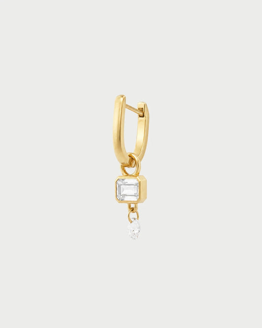 RUE DES MILLE - Mono-orecchino Hoop Emerald Drop