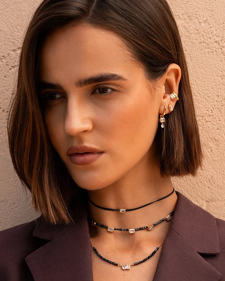 RUE DES MILLE - Mono-orecchino Hoop Emerald Drop