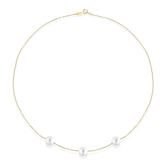 LE LUNE - Girocollo in oro giallo 18kt e perle coltivata d'acqua dolce