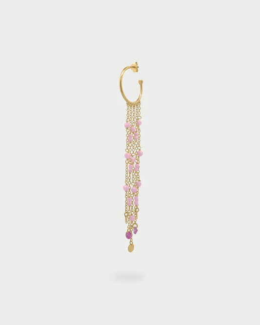 RUE DES MILLE - Mono-orecchino hoop con catene e pendenti