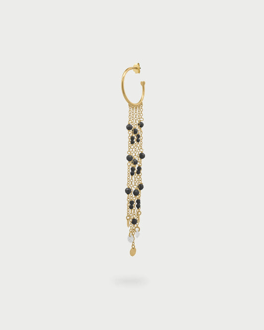 RUE DES MILLE - Mono-orecchino hoop con catene e pendenti