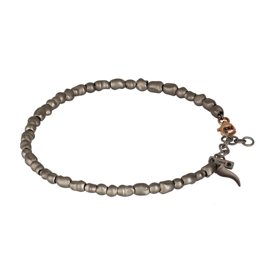 MANO -  BRACCIALE UOMO CON SASSI PICCOLI IN TITANIO E ORO ROSSO 9 KT, CORNETTO ROSSO O TITANIO