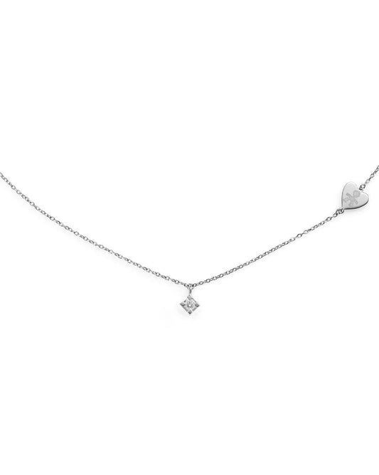 LeBebè - Collana Per Sempre in oro bianco e diamante da 0,07 ct con sagoma incisa