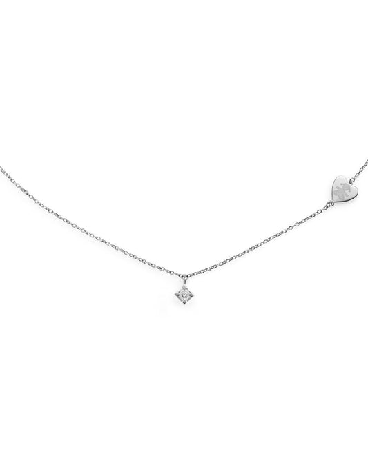 LeBebè - Collana Per Sempre in oro bianco e diamante da 0,07 ct con sagoma incisa