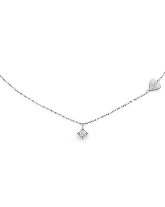 LeBebè - Collana Per Sempre in oro bianco e diamante da 0,15 ct con sagoma incisa