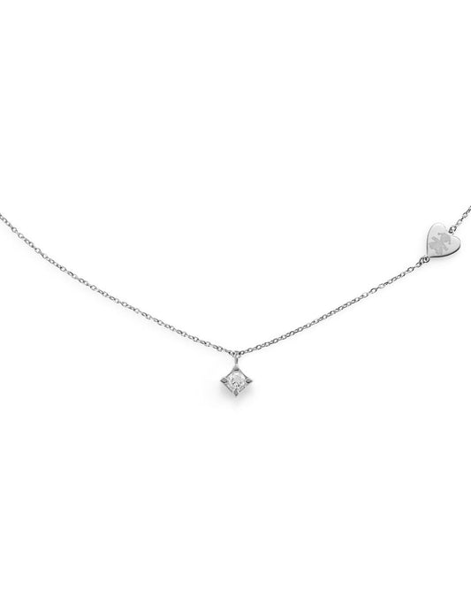 LeBebè - Collana Per Sempre in oro bianco e diamante da 0,15 ct con sagoma incisa