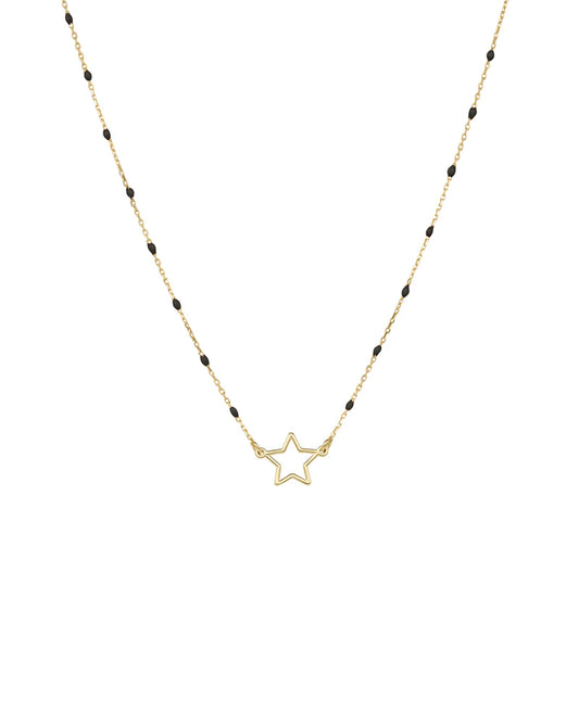 RUE DES MILLE - Girocollo stella traforata e catena semino smaltato - ORO18KT