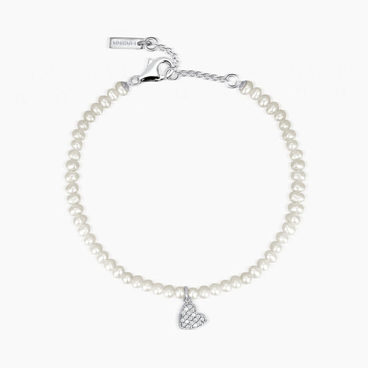 MABINA - Bracciale con Perle Coltivate e Cuore