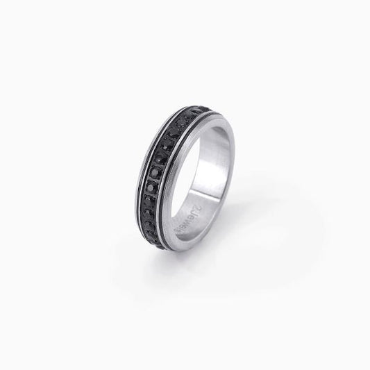 2JEWELS - Anello in Acciaio e Zirconi Neri