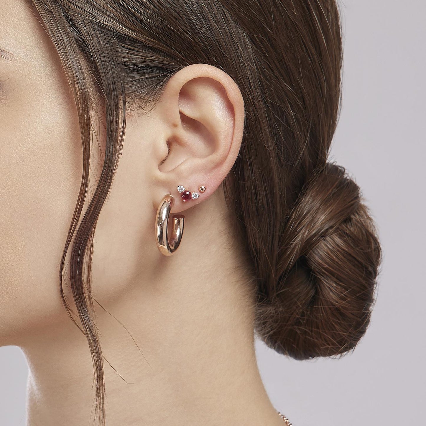 MABINA - Mono-Orecchini con Pietra Rossa