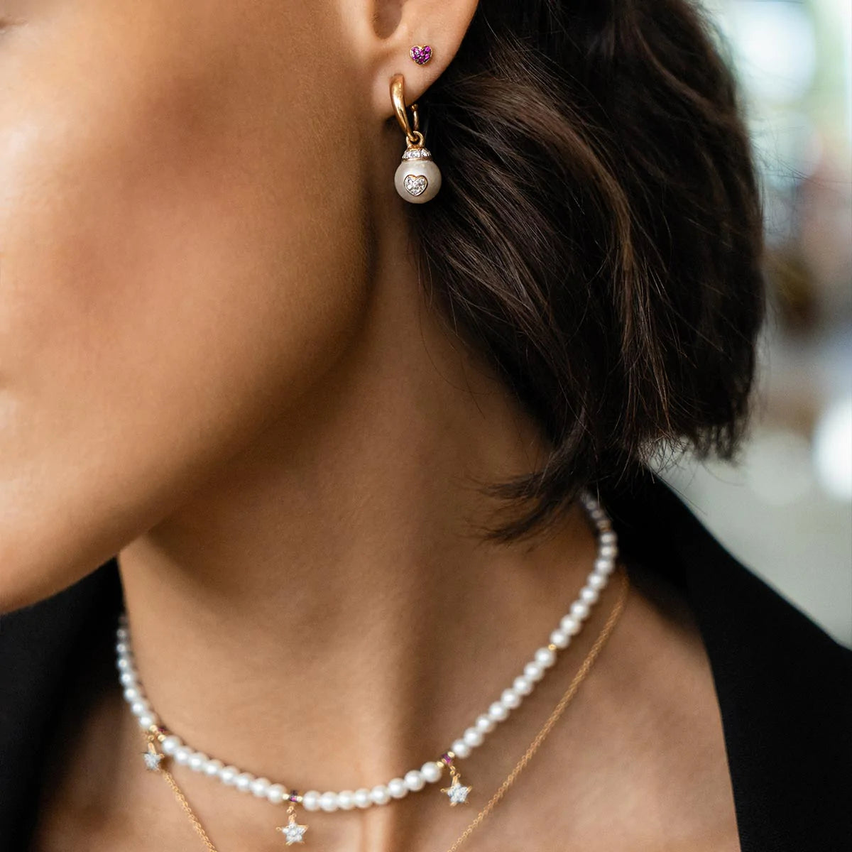 RUE DES MILLE - Collana con Elastico, Perle e Tre Stelle Galactica