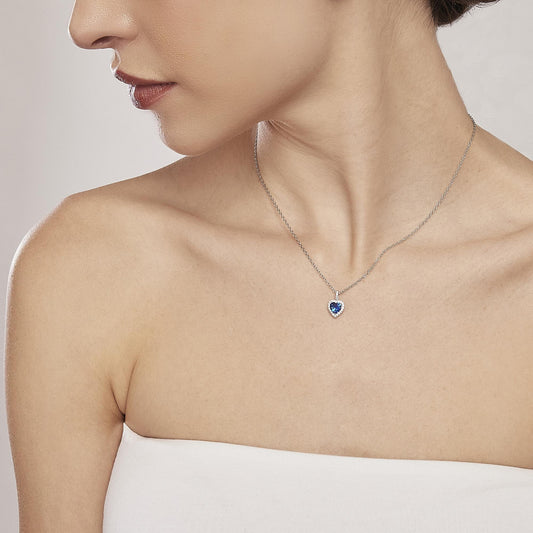 MABINA - Collana Cuore Con Zaffiro Sintetico