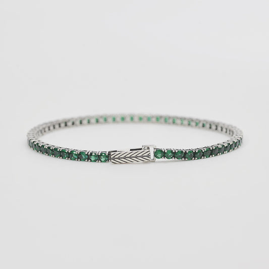 MABINA UOMO - Bracciale Tennis Smeraldo Sintetico