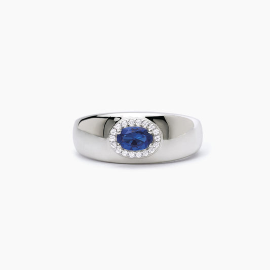 MABINA - Anello Fascia In Argento Con Zaffiro Sintetico