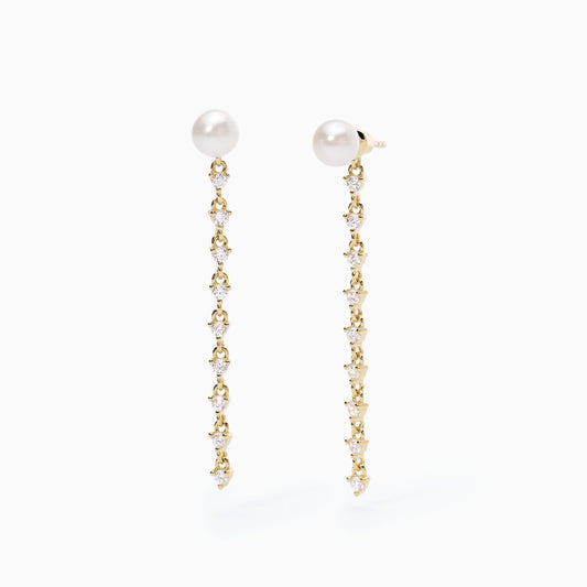 MABINA - Orecchini pendenti perle coltivate LONG NIGHT