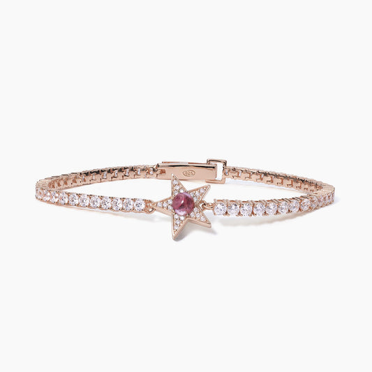 MABINA -Bracciale Tennis Stella Rosato Con Tormalina Sintetica