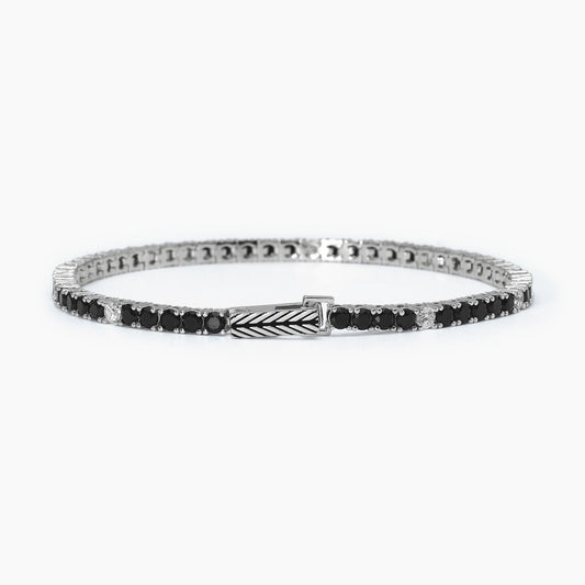 MABINA UOMO - Bracciale tennis bianco e neroTENNIS CLUB
