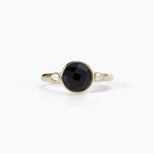 MABINA - Anello in argento con agata nera COLETTE