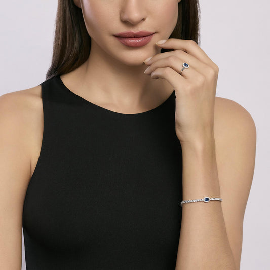 MABINA - Anello con zaffiro sintetico ovale COOL OR RÉTRO