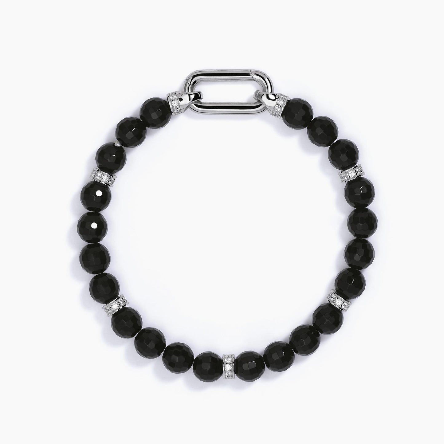 MABINA - Bracciale in argento con agata nera sfaccetata ELIZABETH