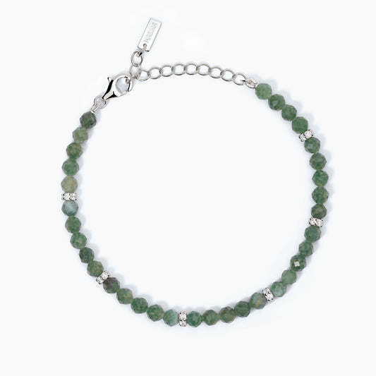 MABINA - Bracciale in argento con giada verde COLOR CODE