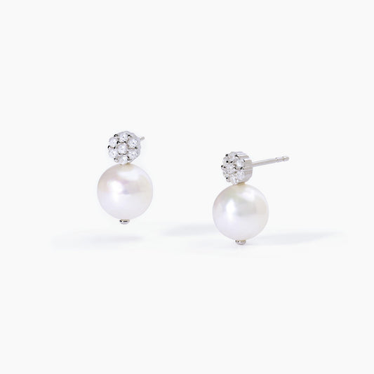 MABINA -  Orecchini a lobo in argento con perla coltivata FIOR FIORE