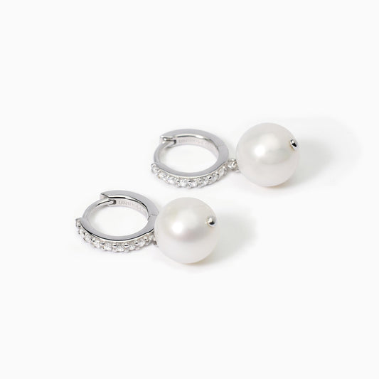 MABINA - Orecchini a cerchio con perla coltivata pendente INVITO A NOZZE