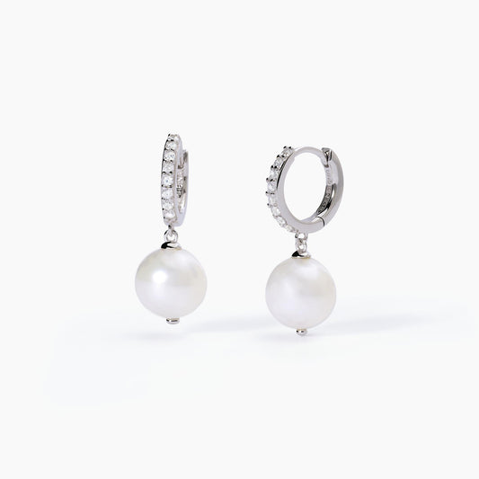 MABINA - Orecchini a cerchio con perla coltivata pendente INVITO A NOZZE