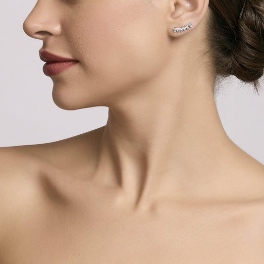 MABINA - Orecchini rampicanti in argento con zirconi bianchi JENNIFER