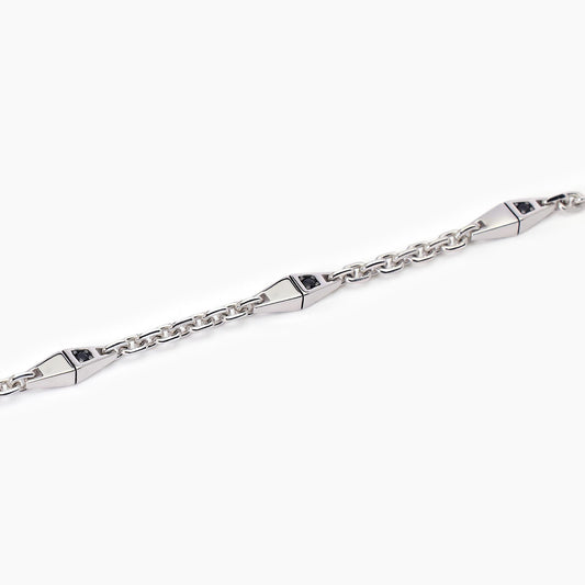 MABINA UOMO - Bracciale con catena rolò e inserti neri MODERNISTA