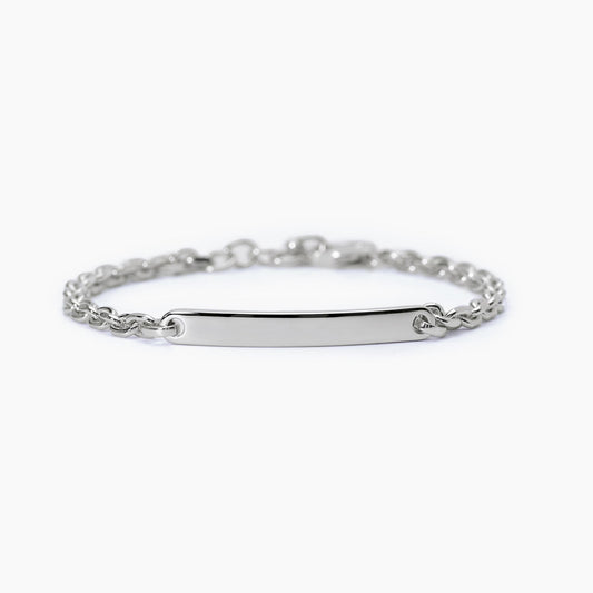 MABINA UOMO - Bracciale con catena rolò e piastra FIRST