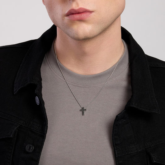 MABINA UOMO - Collana in argento con croce pendente MYSTICAL