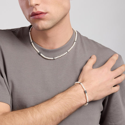 MABINA UOMO - Collana in argento con perle coltivate GIOVANE RIBELLE