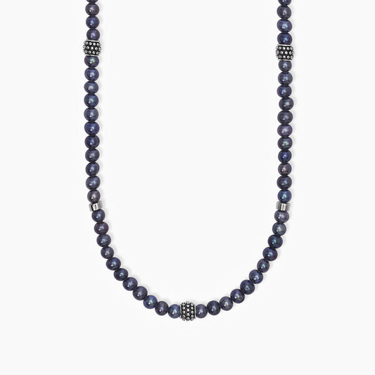 MABINA UOMO - Collana in argento con perle nere GIOVANE RIBELLE