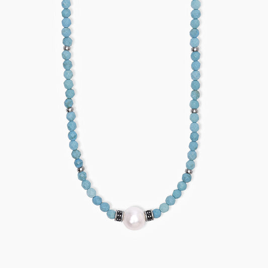 MABINA UOMO - Collana in argento con turchese con perla bianca SUNSET