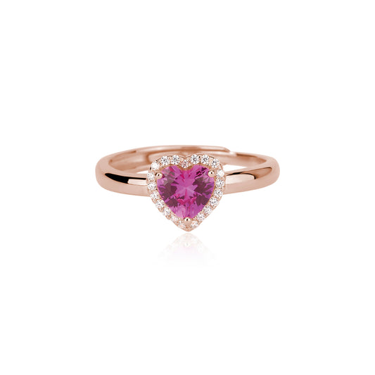 MABINA - Anello con Cuore Color Tormalina in Argento