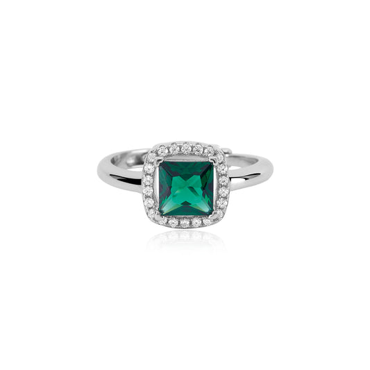 MABINA - Anello in Argento con Smeraldo Sintetico