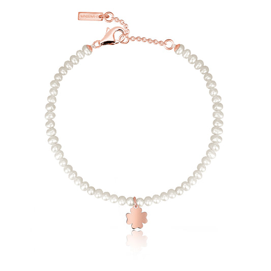 MABINA -  Bracciale Perline e Quadrifoglio