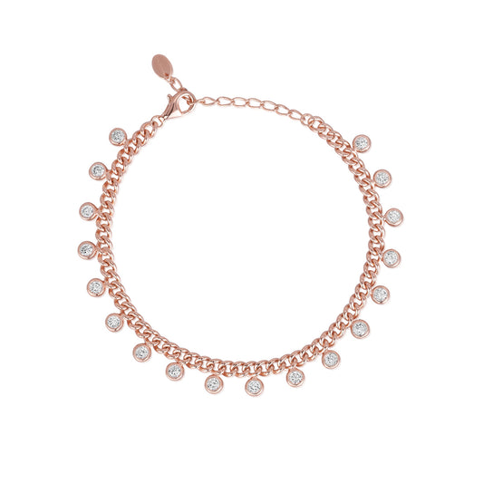 MABINA - Bracciale Catena e Zirconi Rose