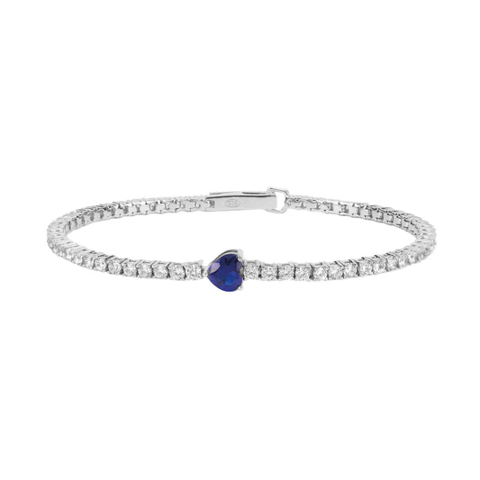 MABINA - Bracciale Tennis Cuore Blu