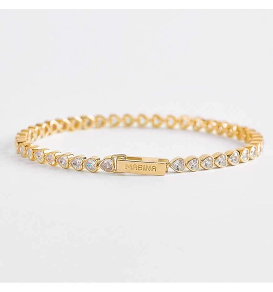 MABINA - Bracciale Tennis Cuore Dorato