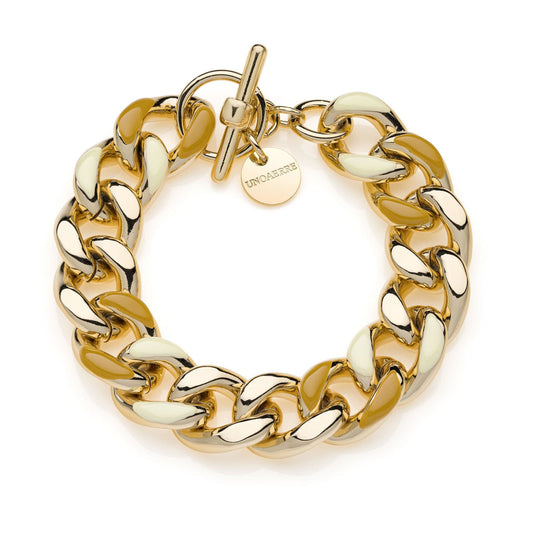 UNOAERRE - Bracciale groumette smalto beige e nocciola